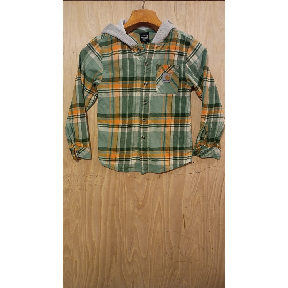 Carhartt Boys Plaid Hooded Flannel Shirt TW8205-B Size S 8-10. Autumn, Gorpcore.